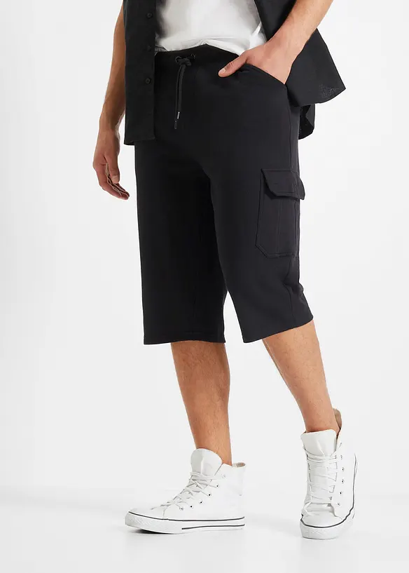 Lang cargo-bermudashorts i bomullstrikot, Regular Fit, bonprix