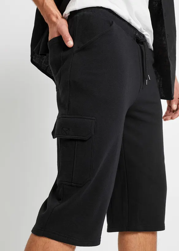 Lang cargo-bermudashorts i bomullstrikot, Regular Fit, bonprix