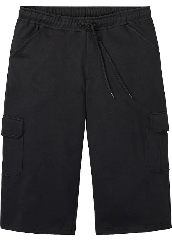 Lang cargo-bermudashorts i bomullstrikot, Regular Fit, bonprix
