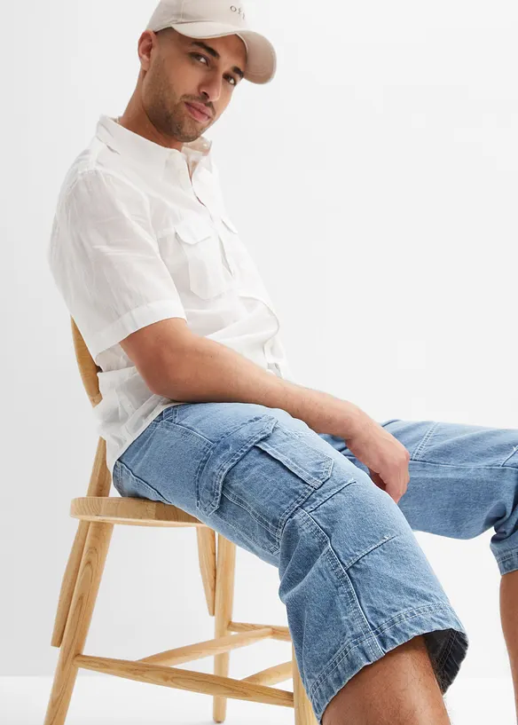Regular Fit 3/4-cargojeans med stretch, Straight, bonprix