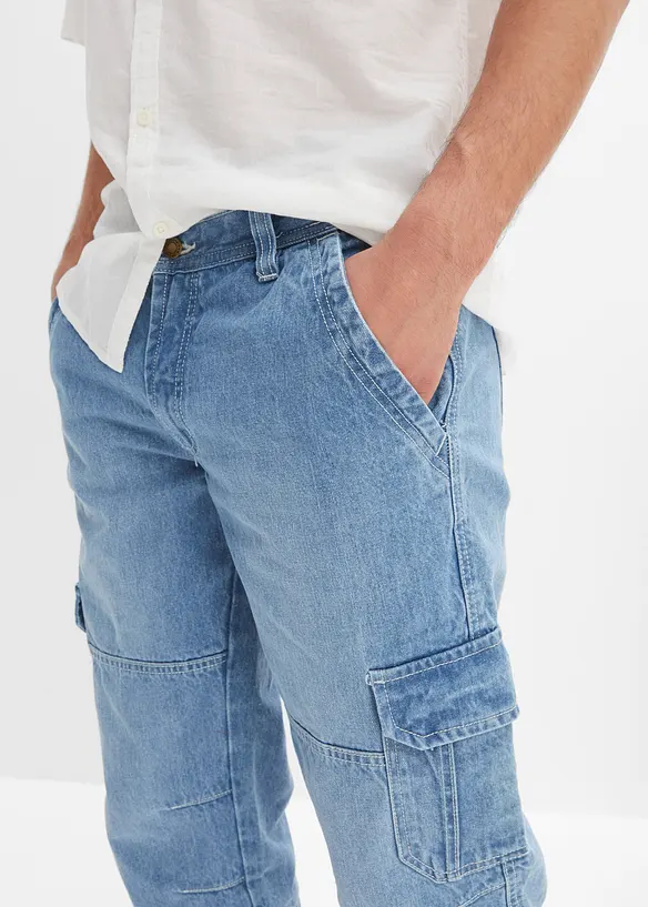 Regular Fit 3/4-cargojeans med stretch, Straight, bonprix