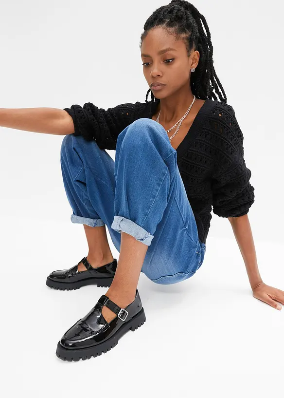 Barrel-Jeans, High Waist, økologisk bomull, bonprix