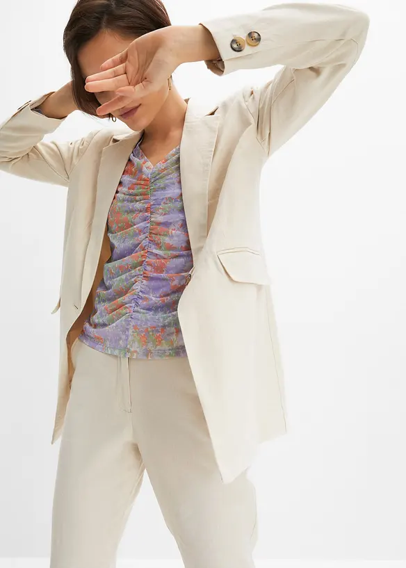 Lang blazer i lin- og viskosemiks, bonprix