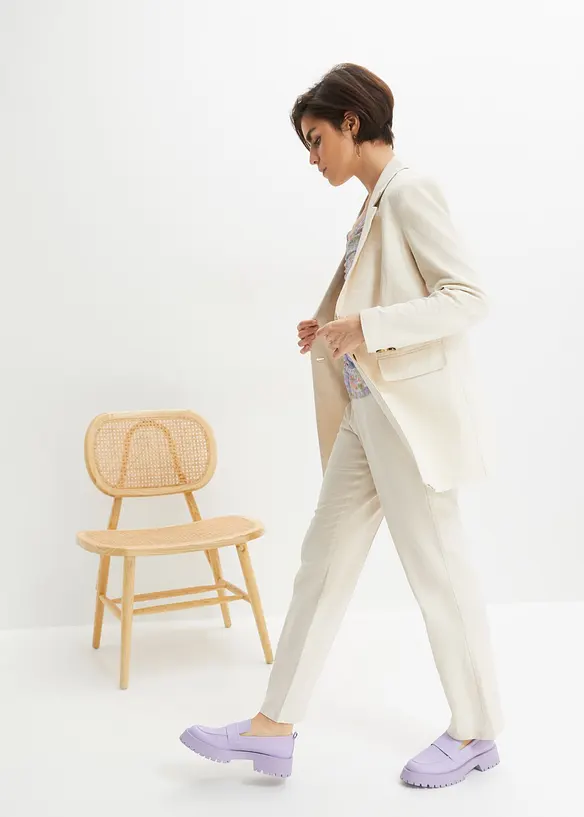 Lang blazer i lin- og viskosemiks, bonprix