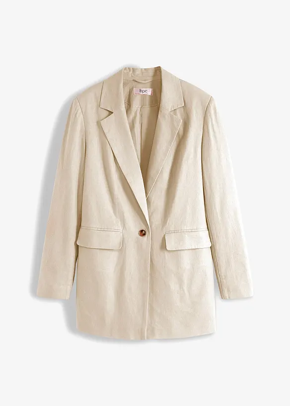 Lang blazer i lin- og viskosemiks, bonprix