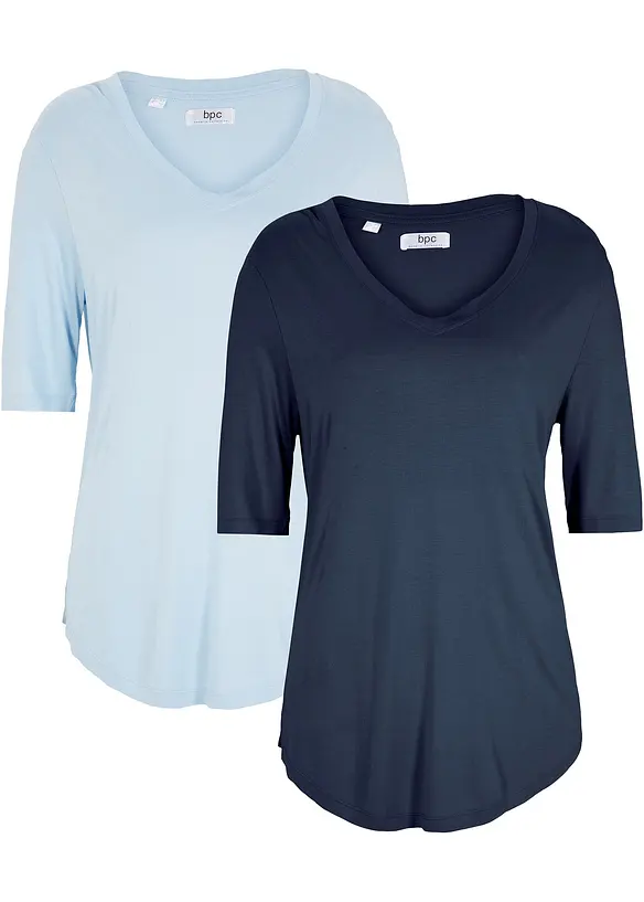 Lang topp i myk viskose (2-pack), bonprix
