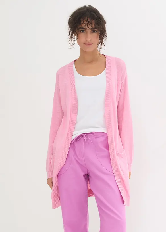 Finstrikket cardigan i bomull, bonprix