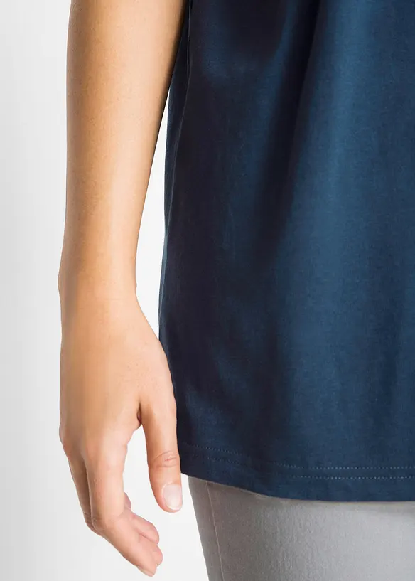 Vid lang topp med V-utringning, kort arm (5-pack), bonprix