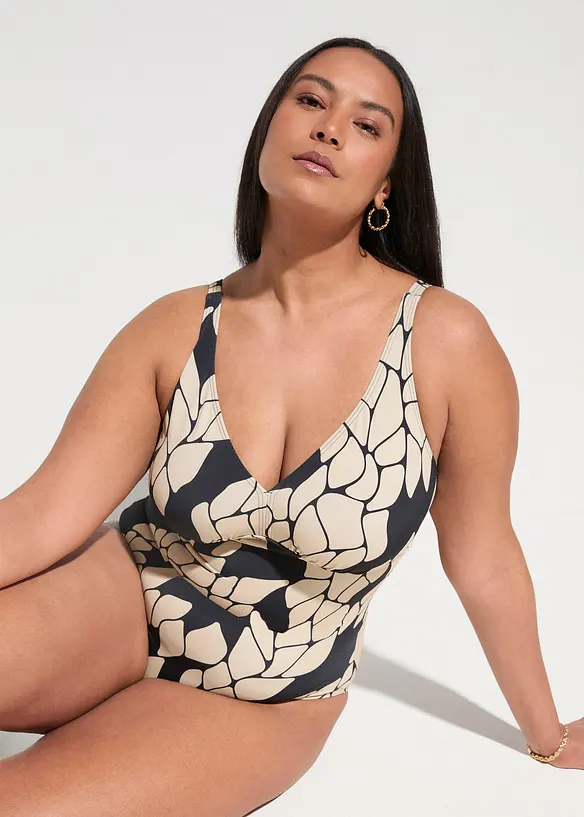 Shape-badedrakt med V-hals, lett formende, bonprix