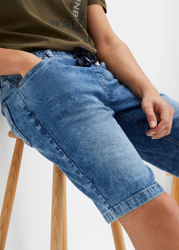 Pull on-bermudashorts i lett denim med stretch, Slim Fit, bonprix