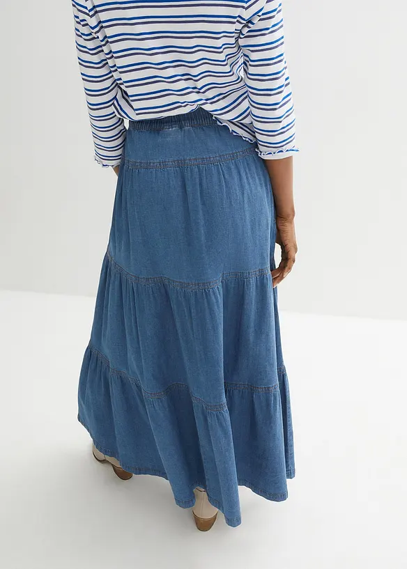 Jeans-volangskjørt, bonprix