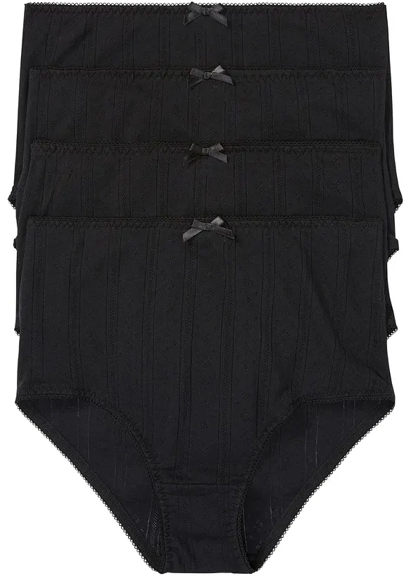 Truse med høy midje i lett bomull (4-pack), bonprix