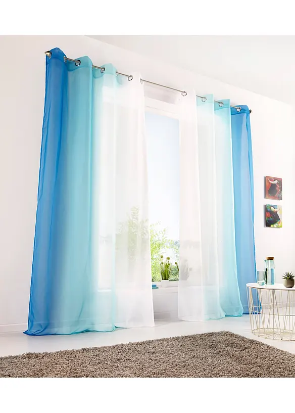 Gardin med resirkulert polyester og fargegradering (2-pack), bonprix