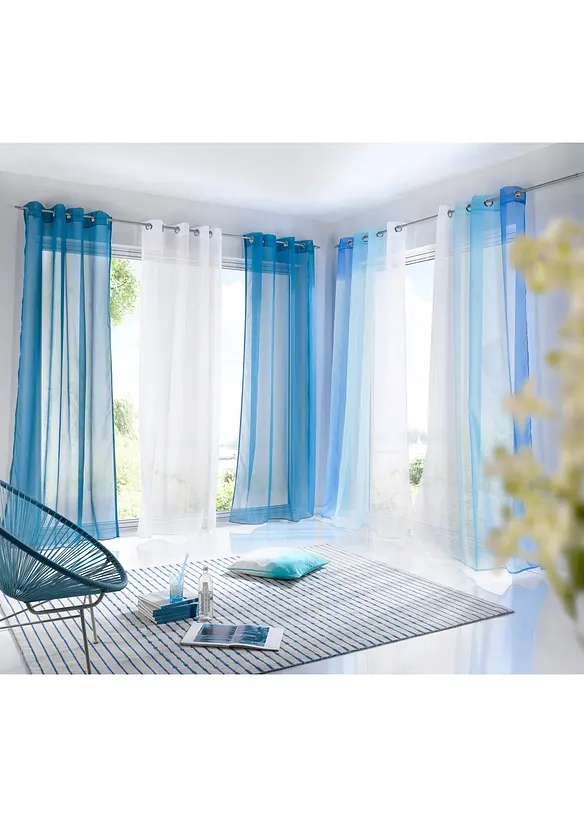 Gardin med resirkulert polyester og fargegradering (2-pack), bonprix