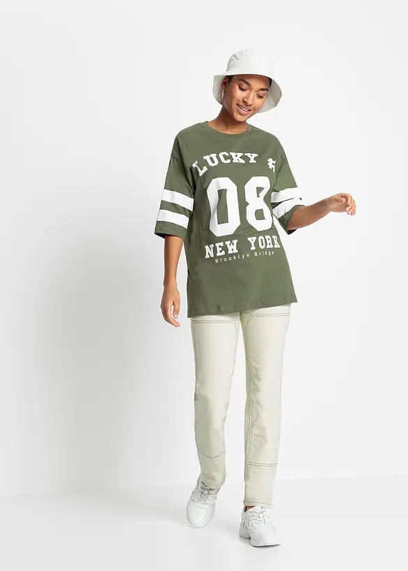 Oversized topp i 100% økologisk bomull, bonprix