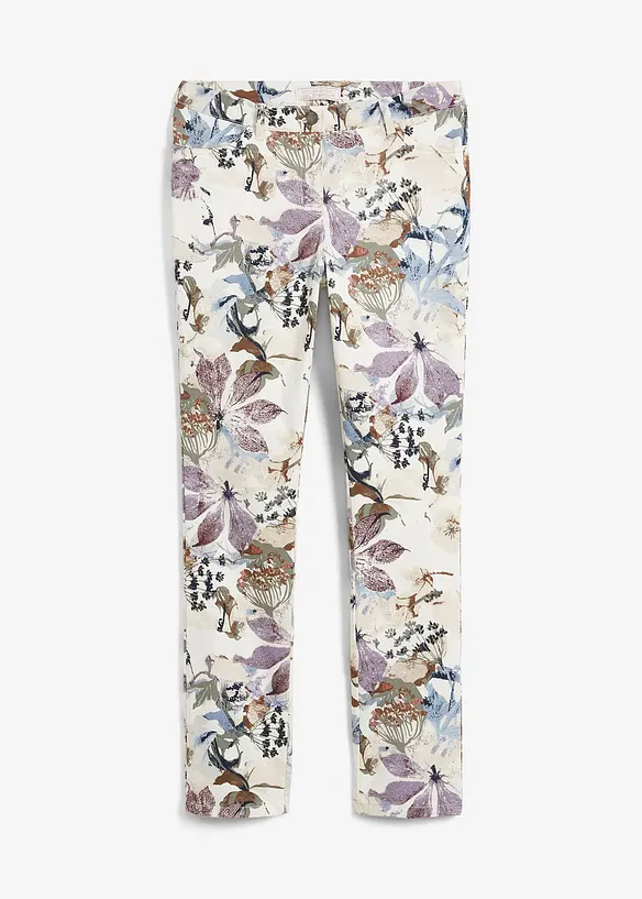 Bukse med stretch og blomstermønster, bonprix