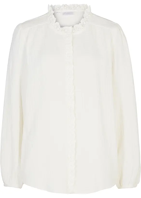 Musselin-bluse med broderi, bonprix