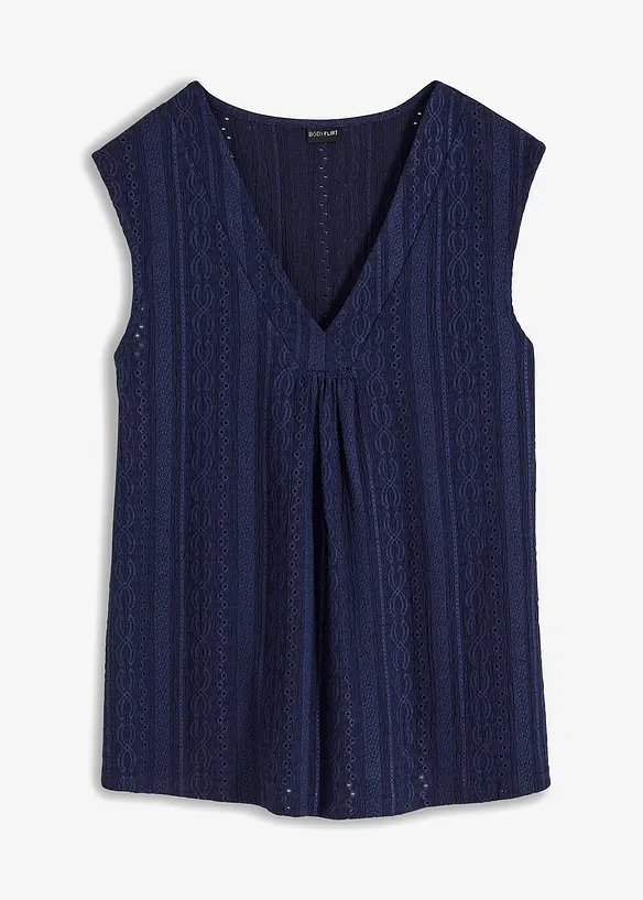 Topp med hullbroderi, bonprix