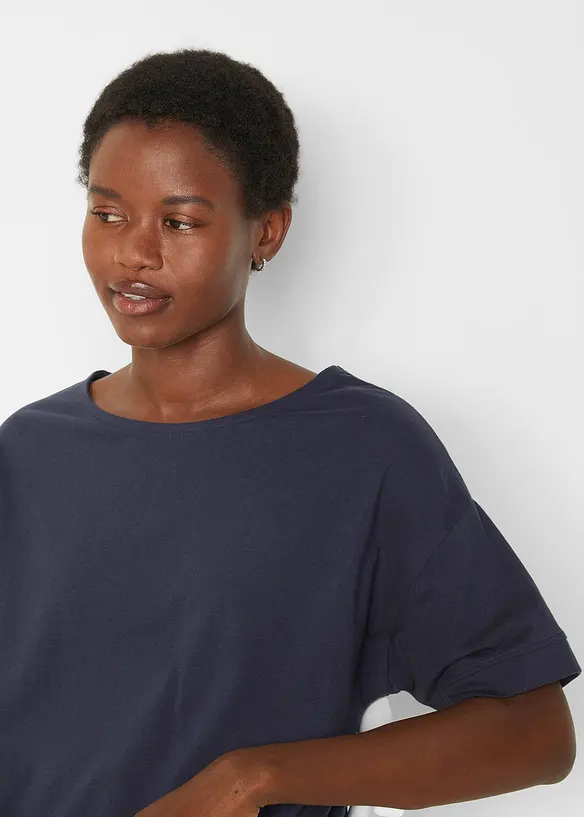 Oversized T-shirt i bomull med splitt i sidene, bonprix