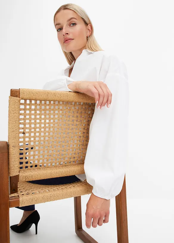 Oversized bluse av ren bomull, bonprix