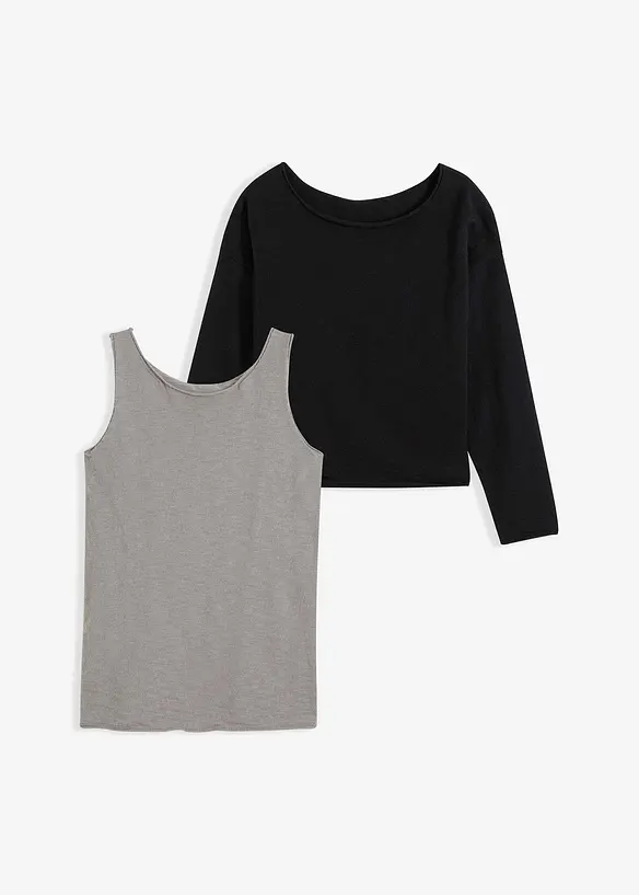 Genser og topp i ren bomull (2-delt sett), bonprix