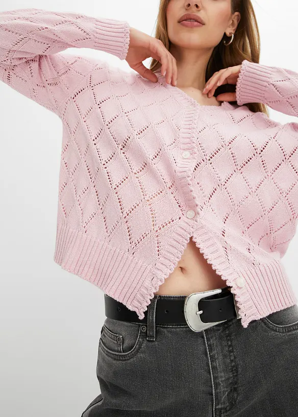 Cardigan med hullmønster, bonprix