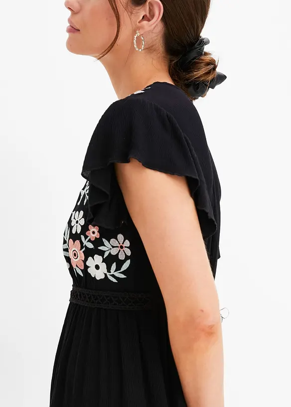 Minikjole med broderi, bonprix