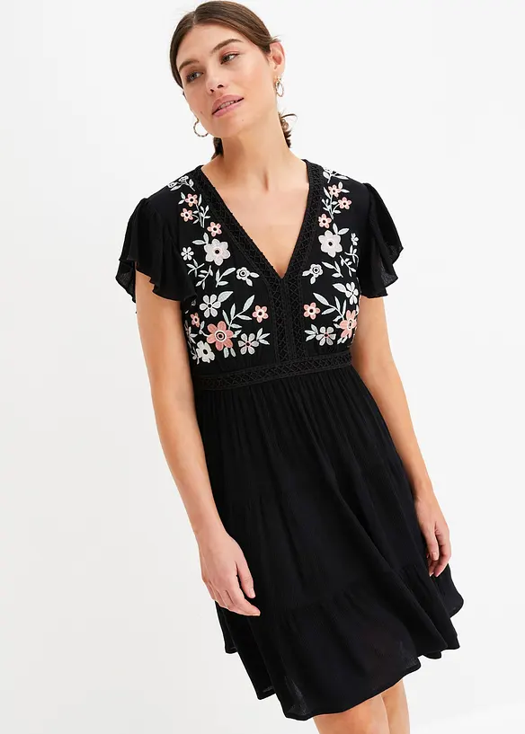 Minikjole med broderi, bonprix