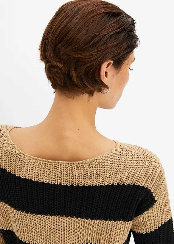 Strikket genser med striper, bonprix