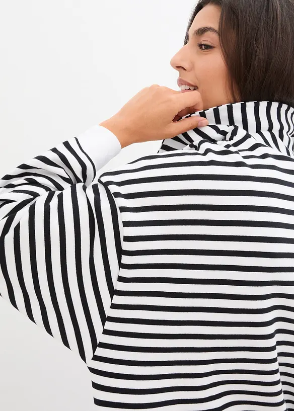 Sweatshirt med V-hals og polo-krage, bonprix