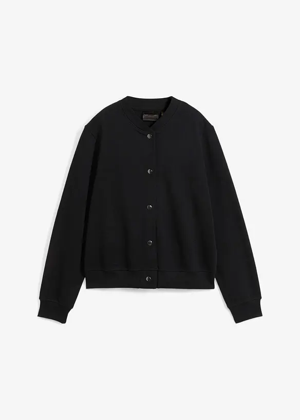 Sweat-bomberjakke med knapper, bonprix
