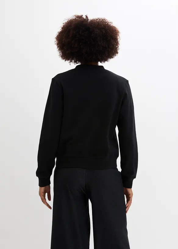 Sweat-bomberjakke med knapper, bonprix
