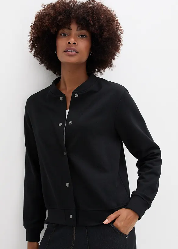 Sweat-bomberjakke med knapper, bonprix