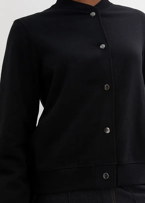 Sweat-bomberjakke med knapper, bonprix