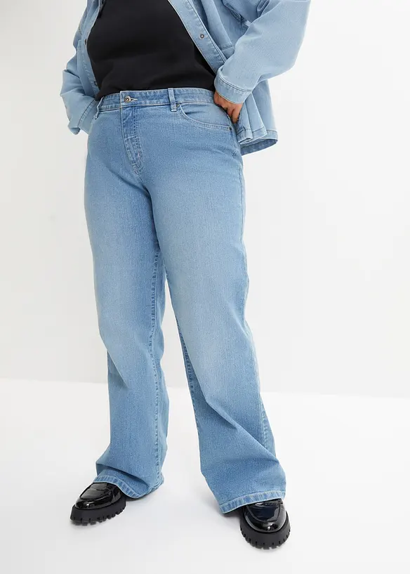 Wide Leg-jeans, Mid Waist, Stretch, bonprix