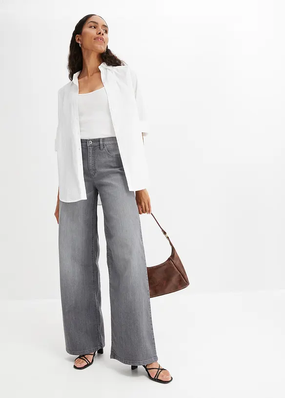 Oversized skjorte i bomull med 3/4-lange ermer, bonprix