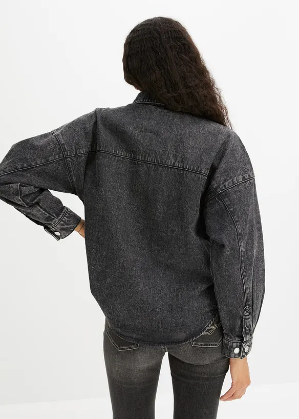 Oversized jeans-skjorte av økologisk bomull, bonprix