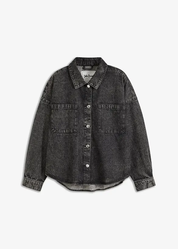 Oversized jeans-skjorte av økologisk bomull, bonprix