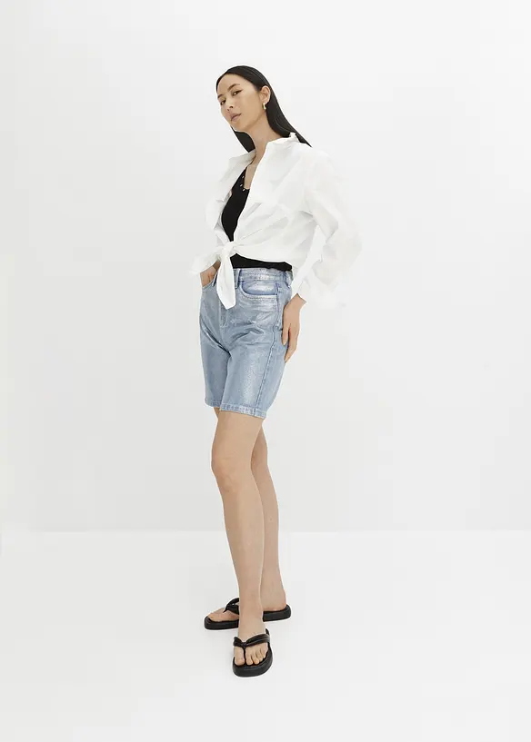 Jeans-bermuda med blankt belegg, RAINBOW