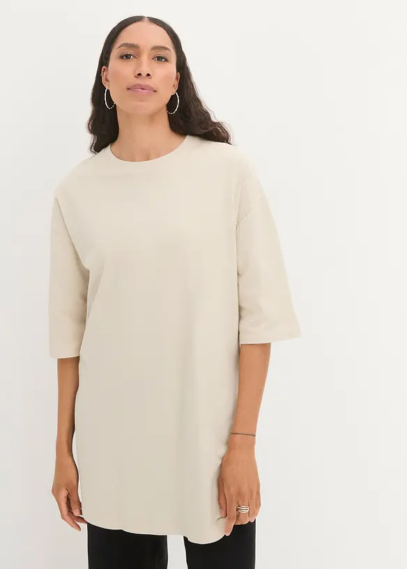 Oversized, lang topp i 100% økologisk bomull, bonprix