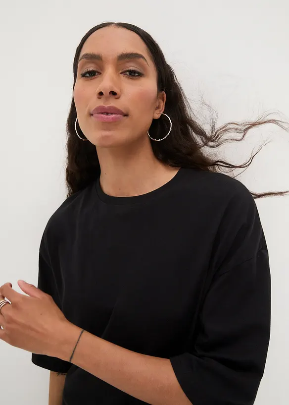 Oversized, lang topp i 100% økologisk bomull, bonprix
