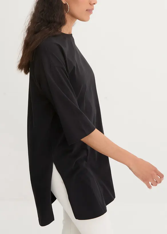 Oversized, lang topp i 100% økologisk bomull, bonprix