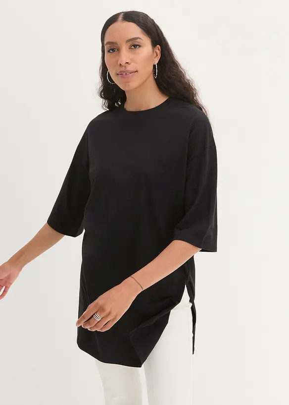 Oversized, lang topp i 100% økologisk bomull, bonprix