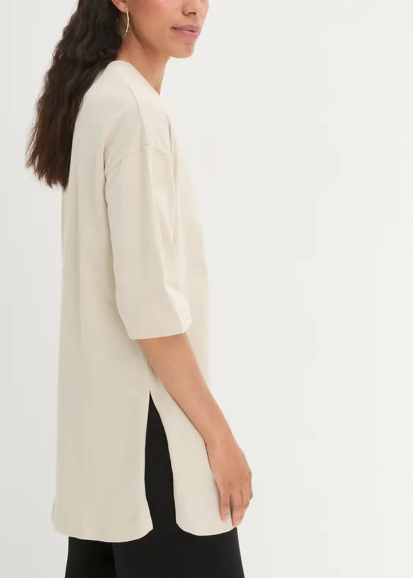 Oversized, lang topp i 100% økologisk bomull, bonprix