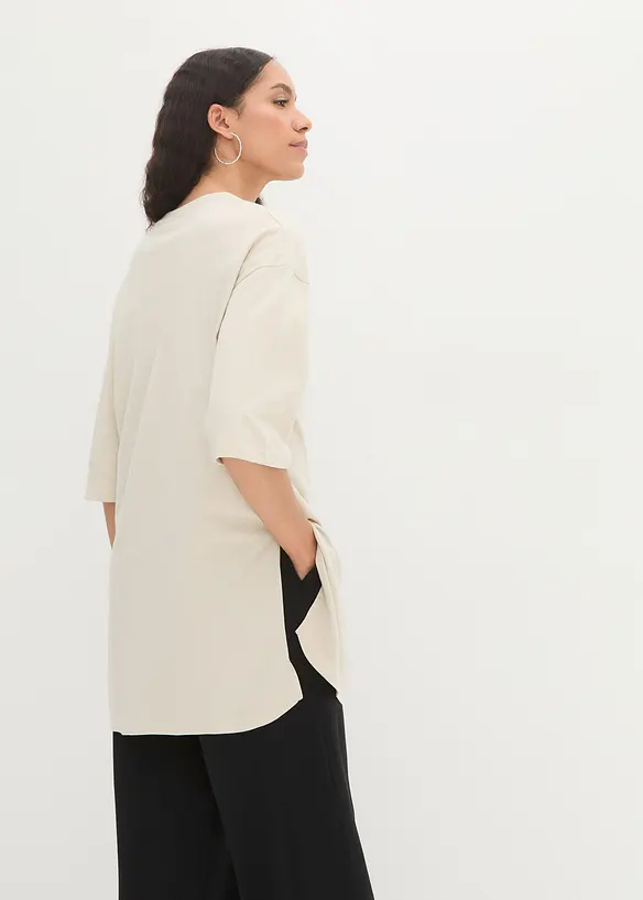 Oversized, lang topp i 100% økologisk bomull, bonprix