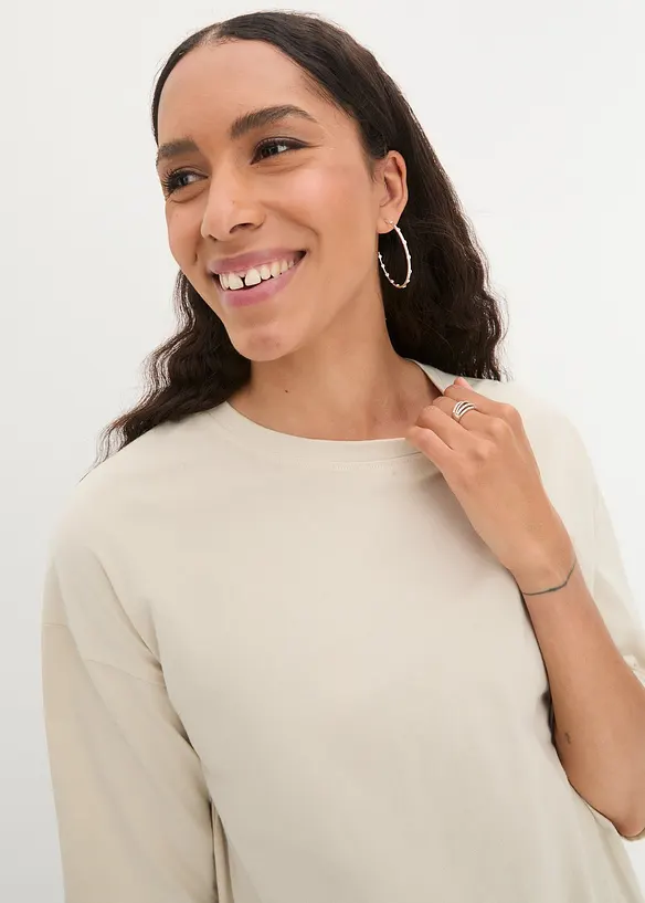 Oversized, lang topp i 100% økologisk bomull, bonprix