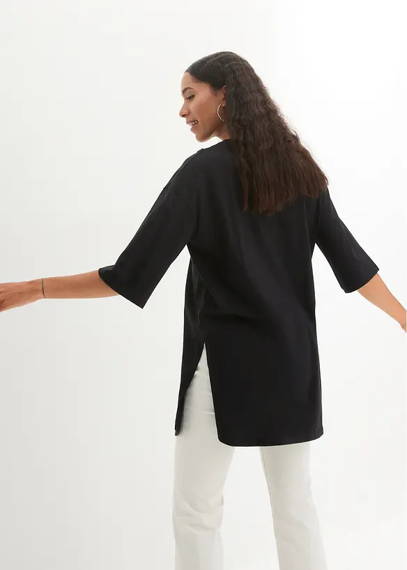 Oversized, lang topp i 100% økologisk bomull, bonprix