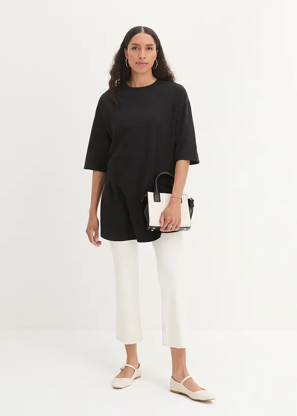 Oversized, lang topp i 100% økologisk bomull, bonprix