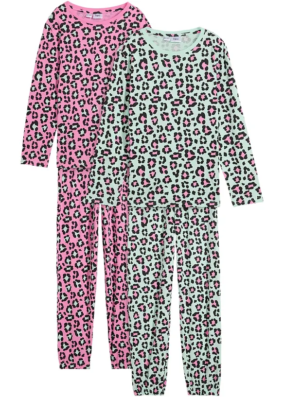 Pyjamas i myk bomull (4-delt sett), bonprix