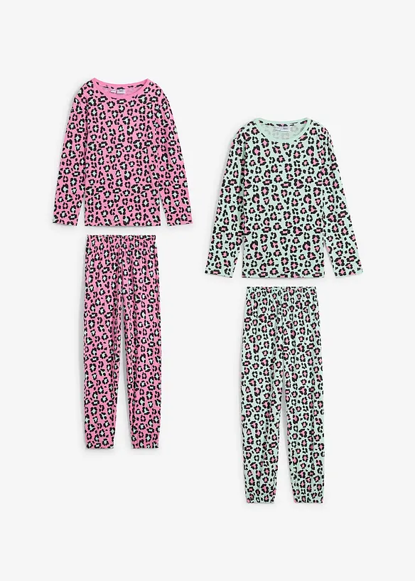 Pyjamas i myk bomull (4-delt sett), bonprix